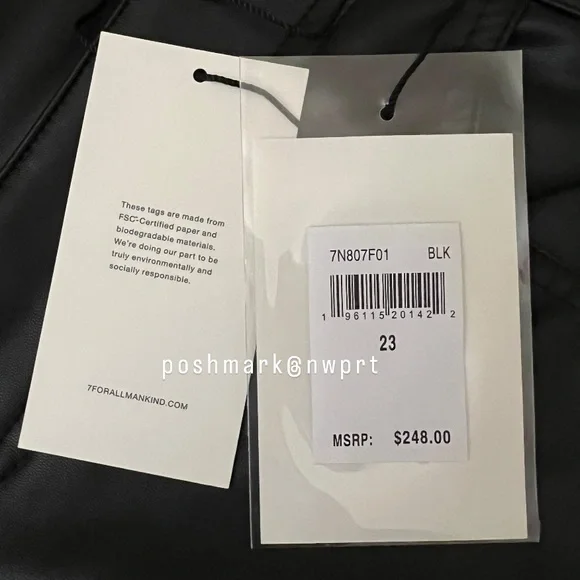 7FAM 🎸 7 For All Mankind Faux Leather High Rise Flare Pants 23 - Picture 5 of 12